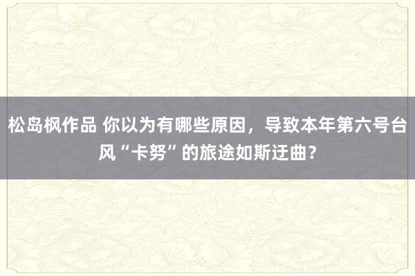 松岛枫作品 你以为有哪些原因，导致本年第六号台风“卡努”的旅途如斯迂曲？