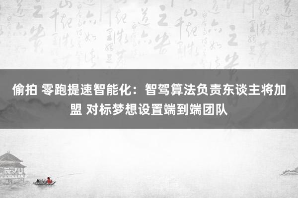 偷拍 零跑提速智能化：智驾算法负责东谈主将加盟 对标梦想设置端到端团队