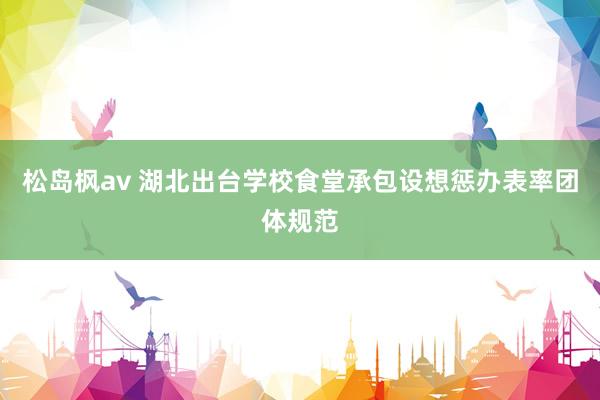 松岛枫av 湖北出台学校食堂承包设想惩办表率团体规范