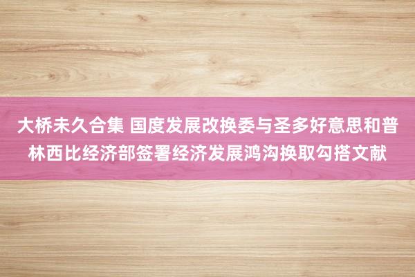 大桥未久合集 国度发展改换委与圣多好意思和普林西比经济部签署经济发展鸿沟换取勾搭文献