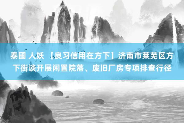 泰國 人妖 【良习信用在方下】济南市莱芜区方下街谈开展闲置院落、废旧厂房专项排查行径