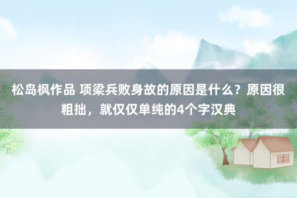 松岛枫作品 项梁兵败身故的原因是什么？原因很粗拙，就仅仅单纯的4个字汉典