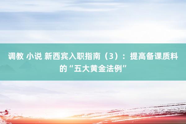 调教 小说 新西宾入职指南（3）：提高备课质料的“五大黄金法例”