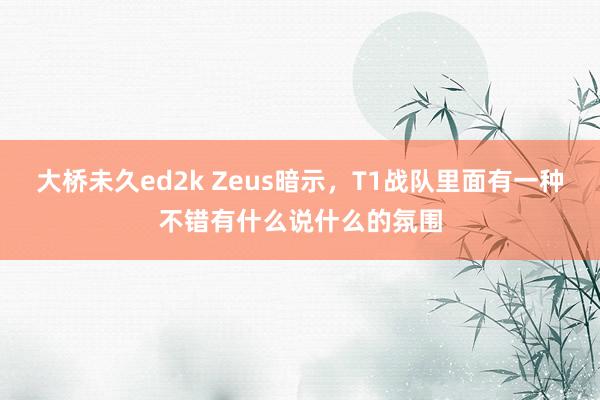 大桥未久ed2k Zeus暗示，T1战队里面有一种不错有什么说什么的氛围