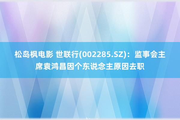 松岛枫电影 世联行(002285.SZ)：监事会主席袁鸿昌因个东说念主原因去职