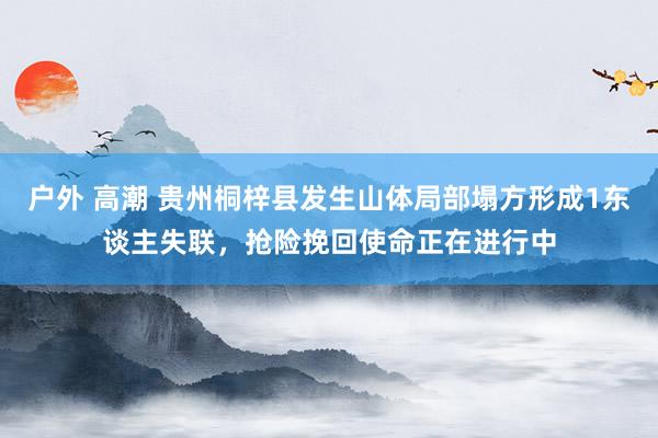 户外 高潮 贵州桐梓县发生山体局部塌方形成1东谈主失联，抢险挽回使命正在进行中