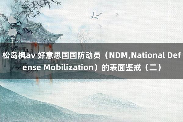 松岛枫av 好意思国国防动员（NDM，National Defense Mobilization）的表面鉴戒（二）