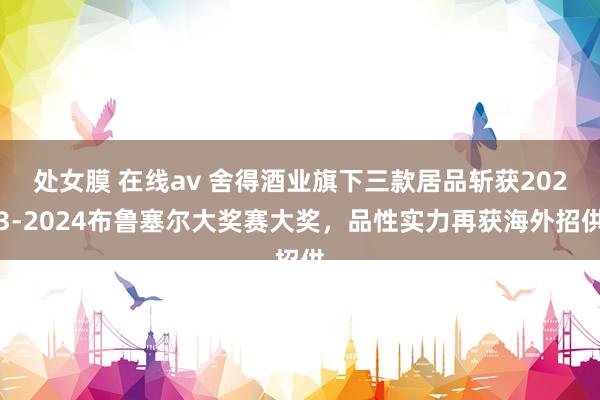 处女膜 在线av 舍得酒业旗下三款居品斩获2023-2024布鲁塞尔大奖赛大奖，品性实力再获海外招供