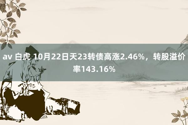 av 白虎 10月22日天23转债高涨2.46%，转股溢价率143.16%