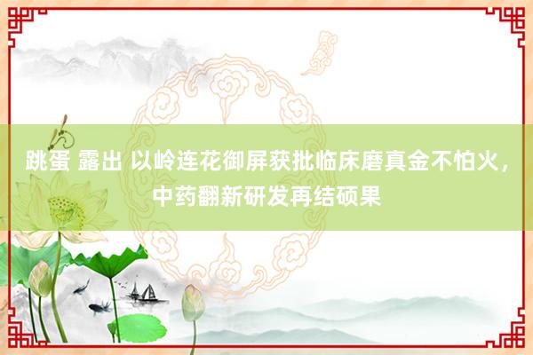 跳蛋 露出 以岭连花御屏获批临床磨真金不怕火，中药翻新研发再结硕果