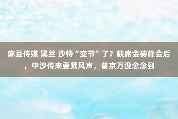 麻豆传媒 黑丝 沙特“变节”了？缺席金砖峰会后，中沙传来要紧风声，普京万没念念到