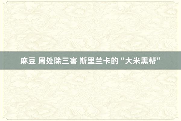 麻豆 周处除三害 斯里兰卡的“大米黑帮”