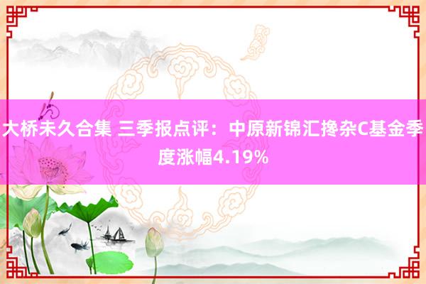 大桥未久合集 三季报点评：中原新锦汇搀杂C基金季度涨幅4.19%