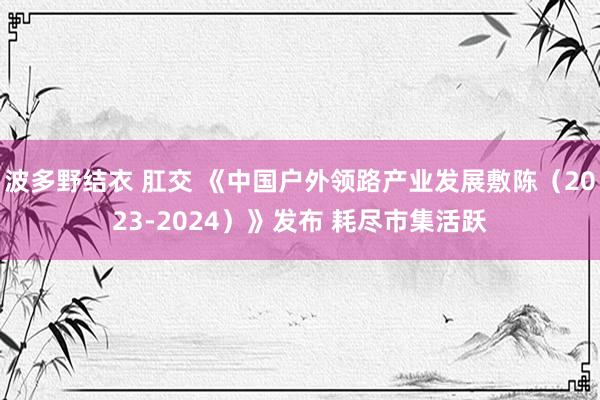 波多野结衣 肛交 《中国户外领路产业发展敷陈（2023-2024）》发布 耗尽市集活跃