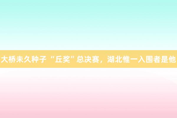 大桥未久种子 “丘奖”总决赛，湖北惟一入围者是他