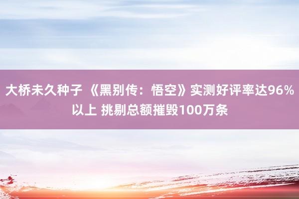 大桥未久种子 《黑别传：悟空》实测好评率达96%以上 挑剔总额摧毁100万条