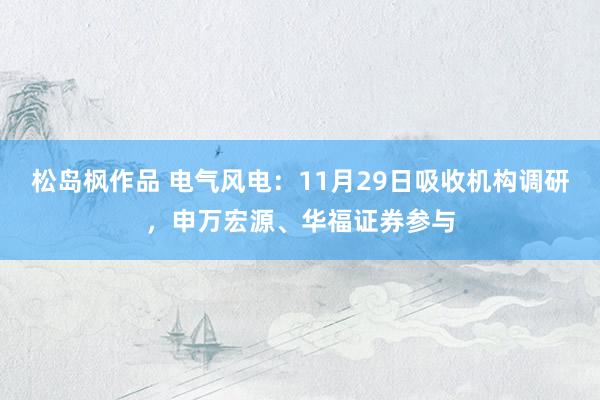 松岛枫作品 电气风电：11月29日吸收机构调研，申万宏源、华福证券参与