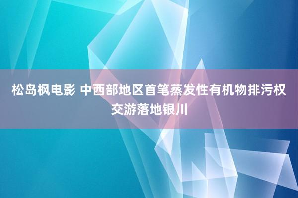 松岛枫电影 中西部地区首笔蒸发性有机物排污权交游落地银川