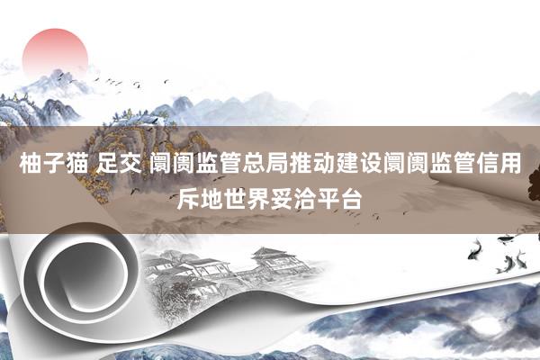 柚子猫 足交 阛阓监管总局推动建设阛阓监管信用斥地世界妥洽平台