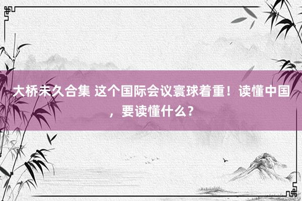 大桥未久合集 这个国际会议寰球着重！读懂中国，要读懂什么？