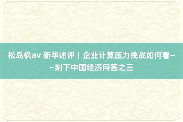 松岛枫av 新华述评丨企业计算压力挑战如何看——刻下中国经济问答之三