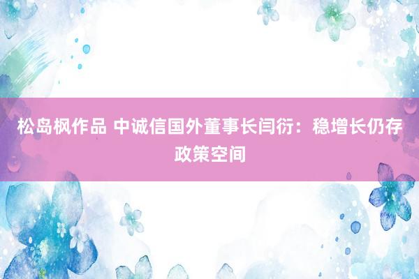 松岛枫作品 中诚信国外董事长闫衍：稳增长仍存政策空间