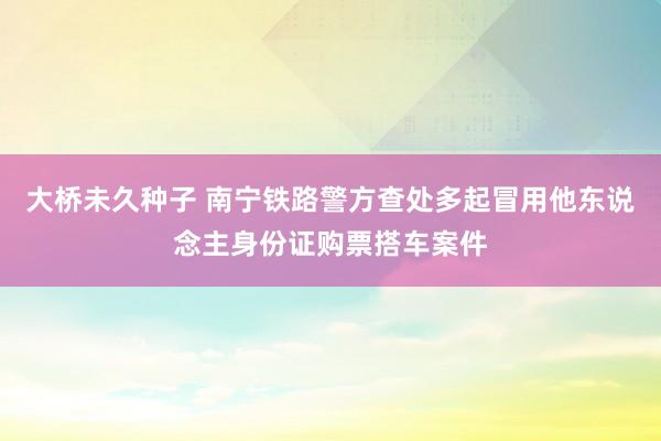 大桥未久种子 南宁铁路警方查处多起冒用他东说念主身份证购票搭车案件