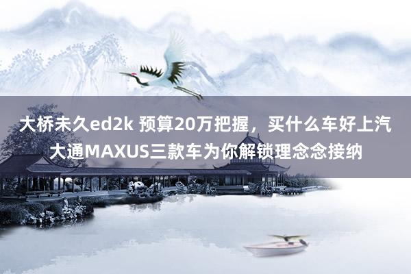 大桥未久ed2k 预算20万把握，买什么车好上汽大通MAXUS三款车为你解锁理念念接纳