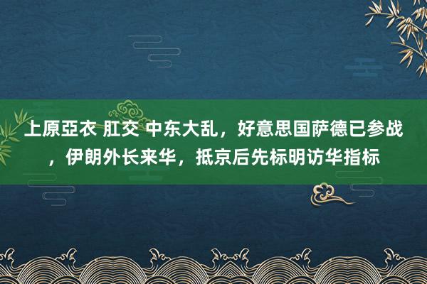 上原亞衣 肛交 中东大乱，好意思国萨德已参战，伊朗外长来华，抵京后先标明访华指标