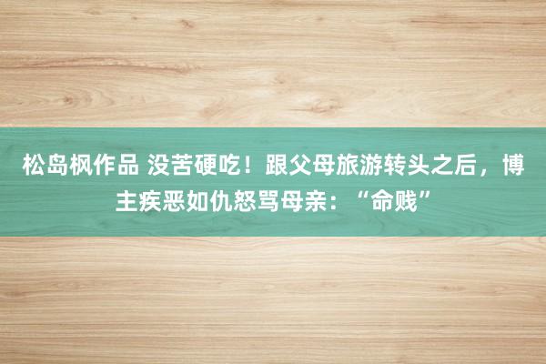 松岛枫作品 没苦硬吃！跟父母旅游转头之后，博主疾恶如仇怒骂母亲：“命贱”