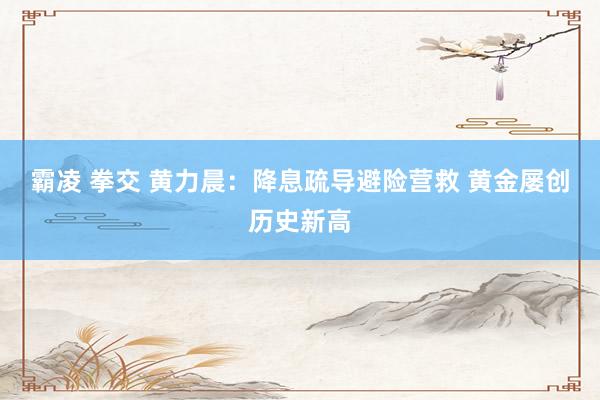 霸凌 拳交 黄力晨：降息疏导避险营救 黄金屡创历史新高
