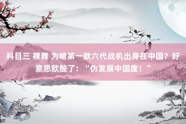 科目三 裸舞 为啥第一款六代战机出身在中国？好意思欧酸了：“伪发展中国度！”
